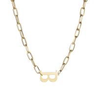 Collar de Aleación de Zinc, con 7cm extender cadena, Letra B, chapado en color dorado, Joyería & para mujer, dorado, longitud 36 cm, Vendido por UD