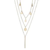 Mode-Multi-Layer-Halskette, Zinklegierung, mit Verlängerungskettchen von 7cm, goldfarben plattiert, drei Schichten & Modeschmuck & für Frau, goldfarben, Länge 56 cm, verkauft von PC