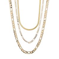 Collier de mode Multi couche, alliage de zinc, avec 7cm chaînes de rallonge, Placage de couleur d'or, trois couches & bijoux de mode & pour femme, doré, Longueur:49 cm, Vendu par PC