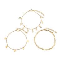 Zinc Alloy Anklet with 5cm extender chain gold color plated three pieces & fashion jewelry & for woman golden Length 22 cm Sold By Set