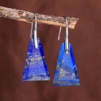 Natural Gemstone Earrings Lapis Lazuli with Zinc Alloy fashion jewelry & for woman Sold By Pair