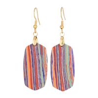 Natural Gemstone Earrings Impression Jasper with Zinc Alloy fashion jewelry & for woman Sold By Pair