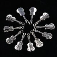 Musical Instrument Shaped Zinc Alloy Pendants Guitar antique silver color plated vintage & Unisex nickel lead & cadmium free Length Approx 38 cm Sold By PC