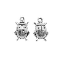 Tibetan Style Animal Pendants, Ladybug, antique silver color plated, vintage & DIY, nickel, lead & cadmium free, 11x17mm, Approx 50PCs/Bag, Sold By Bag