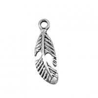 Tibetan Style Feather Pendants, antique silver color plated, vintage & DIY, nickel, lead & cadmium free, 7.50x22mm, Approx 50PCs/Bag, Sold By Bag