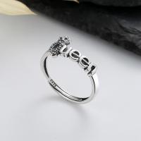 Sterling Silver smycken finger ring, 925 sterling silver, Alfabetsbokstav, mode smycken & för kvinna, nickel, bly och kadmium gratis, 9mm, Säljs av PC