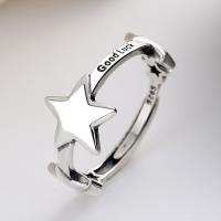 Solidny srebrny pierścień, 925 Srebro, Gwiazdka, biżuteria moda & dla kobiety, bez zawartości niklu, ołowiu i kadmu, 9mm, sprzedane przez PC
