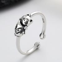 925 Sterling Silver Finger Rings Cat Antique finish fashion jewelry & for woman nickel lead & cadmium free 6.5mm Sold By PC