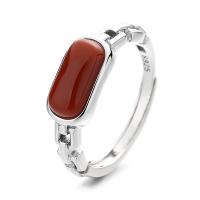 Sterling Silver Jewelry Finger Ring, 925 sterline d'argento, with Yunnan Red Agate, gioielli di moda & per la donna, assenza di nichel,piombo&cadmio, 6mm, Venduto da PC