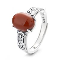 Sterling Silver Nakit Finger Ring, 925 Sterling Silver, s Yunnan Red Agate, modni nakit & za žene, nikal, olovo i kadmij besplatno, 10mm, Prodano By PC