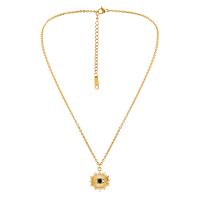 Evil Eye smykker halskæde, 304 rustfrit stål, med 2.76inch extender kæde, forgyldt, mode smykker & for kvinde & emalje, gylden, 21x18mm, Solgt Per Ca. 18.11 inch Strand