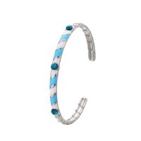 Stainless Steel Bangle, 304 Stainless Steel, plated, for woman & enamel & with rhinestone, more colors for choice, 5mm, Inner Diameter:Approx 56mm, Sold By PC