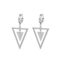 Stainless Steel Huggie Hoop Earring 304 Stainless Steel Triangle fashion jewelry & for man Sold By Pair