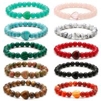 Gemstone Bracelets, Heart, handmade, fashion jewelry & different materials for choice & Unisex, 8mm, Sold Per Approx 7.48 Inch Strand