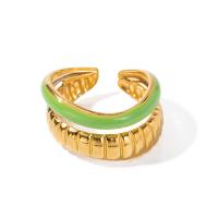 Από ανοξείδωτο χάλυβα σμάλτο δάχτυλο του δακτυλίου, 304 από ανοξείδωτο χάλυβα, κοσμήματα μόδας & για τη γυναίκα, χρυσαφένιος, Sold Με PC