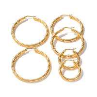 Stainless Steel Hoop Earring 304 Stainless Steel Vacuum Ion Plating fashion jewelry & for woman golden Sold By Pair