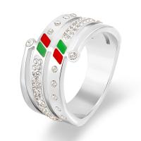 Rhinestone нержавеющей стали палец кольцо, Нержавеющая сталь 316, разный размер для выбора & Женский & эмаль & со стразами, Много цветов для выбора, продается PC