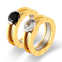 nehrđajućeg Čelik vještački dijamant Finger Ring, 316L Stainless Steel, s rimskim brojem & različite veličine za izbor & za žene & s Rhinestone, više boja za izbor, Prodano By PC