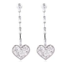 Cubic Zirconia Micro Pave Brass Earring, Heart, plated, micro pave cubic zirconia & for woman, more colors for choice, nickel, lead & cadmium free, 19x43mm, Sold By Pair