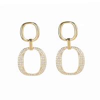 Cubic Zirconia Micro Pave Brass Earring, real gold plated, fashion jewelry & micro pave cubic zirconia & for woman, nickel, lead & cadmium free, 38x20mm, Sold By Pair