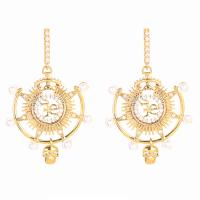 Cubic Zirconia Micro Pave Brass Earring with Plastic Pearl real gold plated fashion jewelry & micro pave cubic zirconia & for woman mixed colors nickel lead & cadmium free Sold By Pair