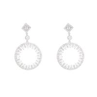 Cubic Zirconia Micro Pave Brass Earring Round platinum plated fashion jewelry & micro pave cubic zirconia & for woman silver color nickel lead & cadmium free Sold By Pair