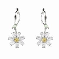Cubic Zirconia Micro Pave Brass Earring, Flower, real gold plated, fashion jewelry & micro pave cubic zirconia & for woman, nickel, lead & cadmium free, 32x12mm, Sold By Pair