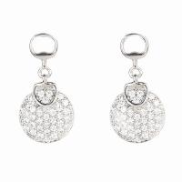 Cubic Zirconia Micro Pave Brass Earring, real gold plated, fashion jewelry & micro pave cubic zirconia & for woman, silver color, nickel, lead & cadmium free, 24x11mm, Sold By Pair