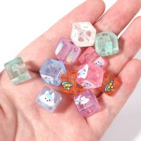 Transparent Acrylic Beads Square different power plug style for choose & DIY 14mm Sold By Bag