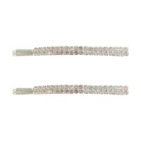 Hair Slide Zinc Alloy plated & for woman & with rhinestone silver color nickel lead & cadmium free 63mm Sold By PC
