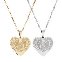 304 Stainless Steel Necklace, Heart, Vacuum Ion Plating, oval chain & for woman, more colors for choice, Length:Approx 19.7 Inch, Sold By PC