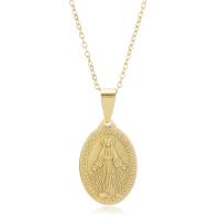 304 Stainless Steel Necklace, Oval, 18K gold plated, Unisex & oval chain, Length:Approx 19.7 Inch, Sold By PC