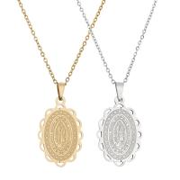 304 Stainless Steel Necklace, Virgin Mary, Vacuum Ion Plating, Unisex & oval chain & hollow, more colors for choice, Length:Approx 19.7 Inch, Sold By PC