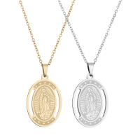 304 Stainless Steel Necklace, Virgin Mary, Vacuum Ion Plating, Unisex & oval chain & hollow, more colors for choice, Length:Approx 19.7 Inch, Sold By PC