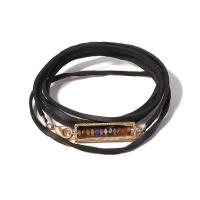 Zinc Alloy Bracelet with Ores & PU Leather plated multilayer & Bohemian style & for woman Length Approx 22.2 Inch Sold By PC