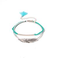 Tibetan Style Bracelet Set, with Polyester Cord & 304 Stainless Steel, with 2.36inch extender chain, antique silver color plated, multilayer & Bohemian style & for woman, Inner Diameter:Approx 60,65mm, Length:Approx 6.7 Inch, Sold By Set