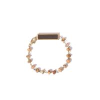 alliage de zinc bracelet, avec Pierre naturelle & Acier inoxydable 304, Plaqué d'or 18K, style folk & pour femme, plus de couleurs à choisir, Longueur:Environ 7 pouce, Vendu par PC
