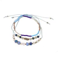 Crystal Bracelet with Seedbead & Natural Stone & Polyester Cord multilayer & folk style & for woman Length Approx 6-11 Inch Sold By PC