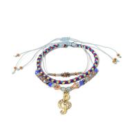 Tibetan Style Bracelet, with Seedbead & Polyester Cord, Music Note, plated, multilayer & folk style & for woman & with rhinestone, more colors for choice, Length:Approx 6-11 Inch, Sold By PC