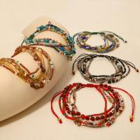 alliage de zinc bracelet, avec Seedbead & cordon de polyester, multicouche & Style bohème & pour femme, plus de couleurs à choisir, Longueur:Environ 6-11 pouce, Vendu par PC