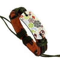 cuir de peau de vache bracelet, avec corde de cire, Vintage & unisexe, 12mm, Longueur:Environ 6.7 pouce, Vendu par PC