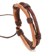 Cowhide Bracelet with Linen vintage & Unisex Length Approx 6.7-7 Inch Sold By PC