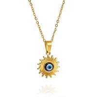 Titan Stål Smycken Set, med Harts, Evil Eye, äkta guldpläterad, olika stilar för val & för kvinna & emalj, Säljs av PC