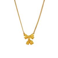 Brass Necklace, with 304 Stainless Steel Chain, with 2inch extender chain, Bowknot, real gold plated, oval chain & for woman, Length:Approx 15.7 Inch, Sold By PC