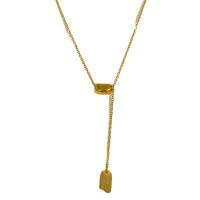 титан Ожерелье, форма боба, плакированный настоящим золотом, ювелирные изделия моды & Женский, длина:Приблизительно 15.7 дюймовый, продается PC