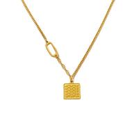 Titanium Steel Necklace with 2inch extender chain Geometrical Pattern real gold plated fashion jewelry & for woman Length Approx 15.7 Inch Sold By PC