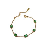 Acier titane bracelet, avec 2inch chaînes de rallonge, Plaqué d'or, bijoux de mode & pavé de micro zircon & pour femme, Longueur:Environ 5.9 pouce, Vendu par PC