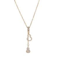 Zinc Alloy Jewelry Necklace with 5cm extender chain Calabash fashion jewelry & for woman & with rhinestone golden nickel lead & cadmium free Length Approx 40 cm Sold By PC