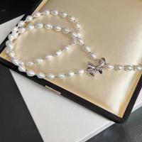 Collier en perles d'eau douce Pull, perle d'eau douce cultivée, avec Alliage de cuivre, 14K rempli d’or, bijoux de mode & pour femme, blanc, 8-9mm, Longueur:Environ 83 cm, Vendu par PC