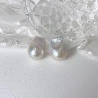 Boucles d'oreilles en perles d'eau douce, perle d'eau douce cultivée, Baroque, bijoux de mode & pour femme, blanc, 12-14mm, Vendu par paire
